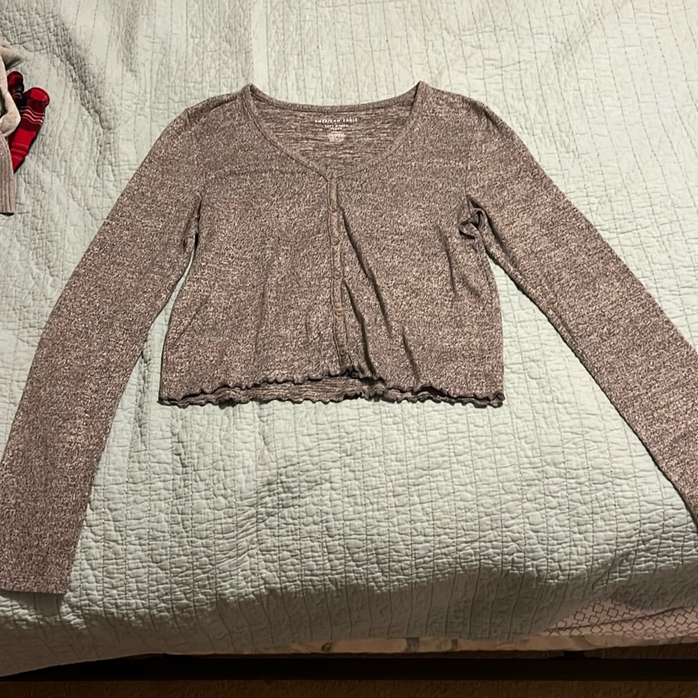 Grey long sleeve button down shirt